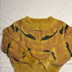 Dance & Marvel Fuzzy Sweater in Tan and Black